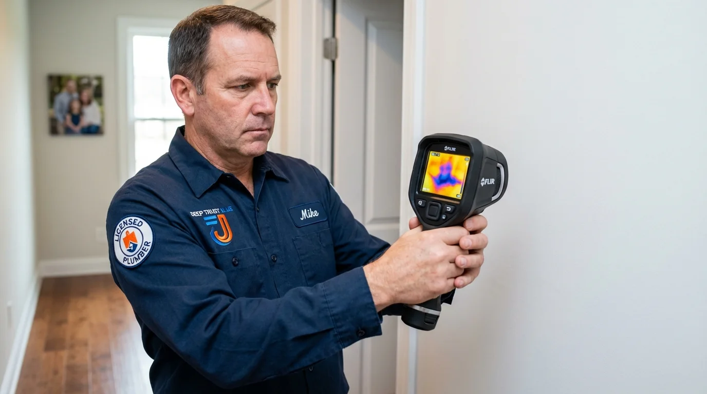 Thermal imaging leak detection by Johns Plumbing LLC in Southwick