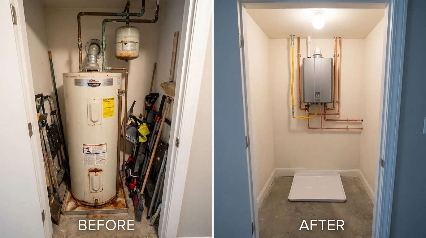 Tank water heater versus wall-mounted tankless unit comparison for Southwick, MA homeowners